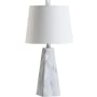 JONATHAN Y Lighting Single Light 21" Tall LED Buffet Table Lamp with Tapered Linen Shade White Marble